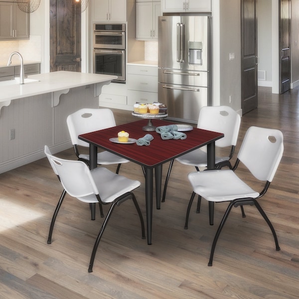 Regency Kahlo Square Table & Chair Sets, 48 W, 48 L, 29 H, Wood, Metal, Plastic Top, Mahogany TPL4848MHBK47GY - main